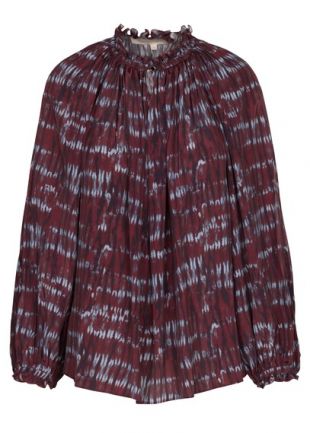 TOP COL VICTORIEN IMPRIMÉ  AUBERGINE