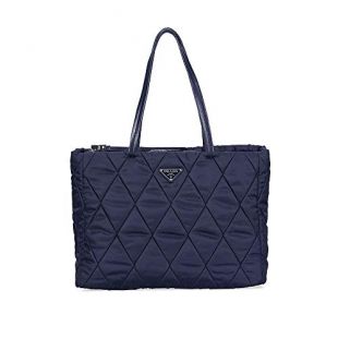 Prada Medium Quilted Nylon Tote Bag - Navy Blue