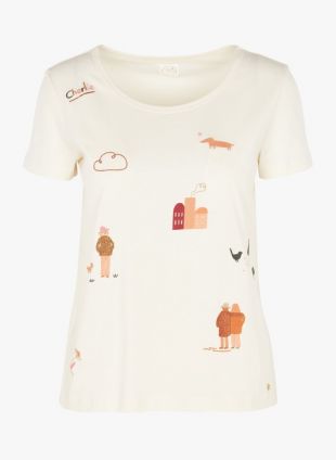 TEE-SHIRT COL ROND BRODÉ EN COTON ECRU