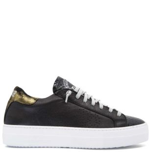 P448 Thea Black and Gold Spotted Sneakers