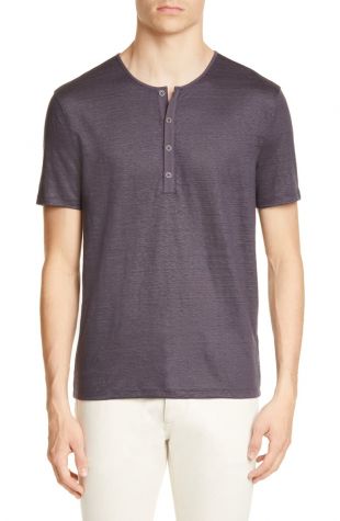 John Varvatos - Regular Fit Slub Linen Henley