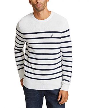 Nautica Long Sleeve Striped Crew Neck Sweater
