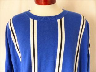 Vintage Tommy Hilfiger Golf 90 ' s bleu blanc rayure verticale noire en jersey de coton tricoté hommes pull ras du cou pull pull femme unisexe XXL
