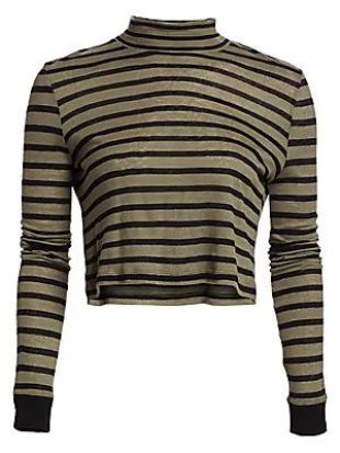 alexanderwang.t - Stripe Slub Long-Sleeve Mockneck Tee