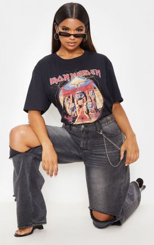 Black Iron Maiden Powerslave Print T Shirt