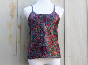Paisley Vintage caraco - débardeur soyeux rétro - Top coloré - psychédélique Top - Top Groovy - chemise Hippie - Festival Top - chemise Bohème