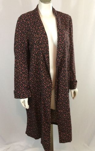 Peignoir en coton vintage pour hommes//1950 's noir et rouge Paisley impression robe/unisexe Wrap peignoir