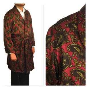 des années 60 ceinturée robe, veste Vintage des années 1960 Paisley Bordeaux