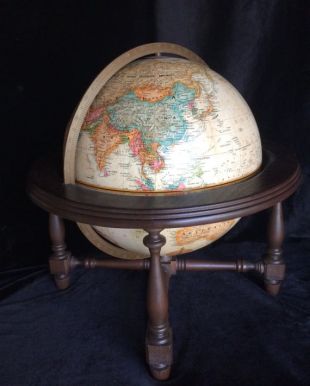Vintage - Replogle World Classic Globe - Solid Wood Cradle Mounted - Plein Méridien - Style Antique