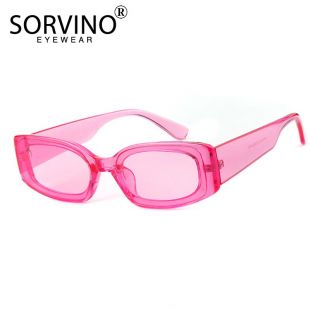 Vintage Small Pink Rectangle Sunglasses Women