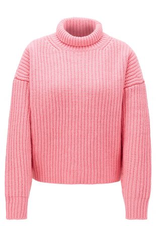 High-necked wool-blend sweater with cashmere