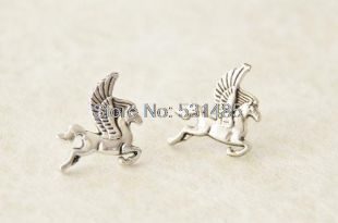 Whimsical Silver Pegasus Earrings