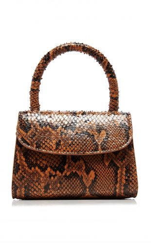 Mini Snake-Effect Leather Top Handle Bag