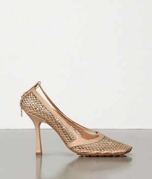 Stretch Pumps In Mesh And Berry Calfskin