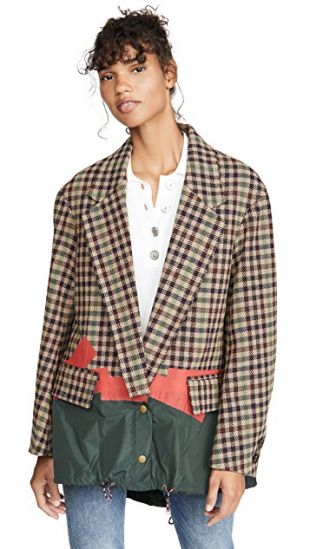Blazer stylé, court et ajusté avec de jolis boutons - bleu/doré graphique, Petite