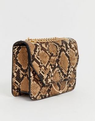 Sac à Main Bandoulière Akris En Cuir De Serpent Blanc Avec Chaîne Métal - Neuf Avec étiquettes - Luxe