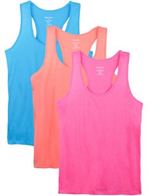 Caramel Cantina 3 Pack Cotton Racerback Tanktop (X-Large, N.Org/N.Pk/AQU)