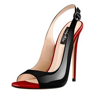 Onlymaker Women Peep Toe Heeled Sandals Slingback High Heel Stiletto Pumps for Party Dress Patchwork12 M US