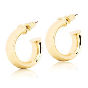 Small Gold Hoop Earrings 1in/25mm Piercing Thick Bold Hollow Tube Hoops Simple Gold Plated Loop Earrings Stud for Women Girls