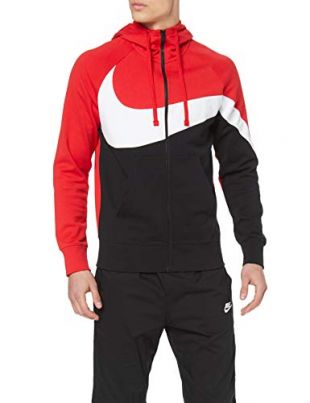 Nike M NSW HBR Hoodie FZ FT STMT Sweat-Shirt Homme, University Red/White/Black/Bla, FR : S (Taille Fabricant : S)