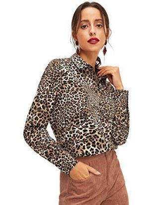 Sweatyrocks - SweatyRocks Women's Sexy V Neck Leopard Long Sleeve ...