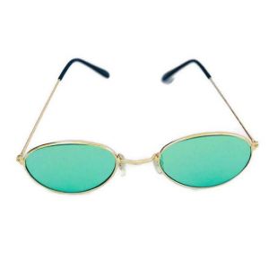 90 ' s ovale lentille de couleur vert métallique cadre Vintage lunettes de soleil