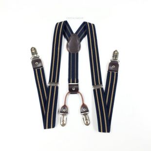 Bretelles pour hommes, bretelles bleu marines, bretelles bleu marine avec des rayures marron, bretelles bleu marines, rayures marron, bretelles pour les mariages de grange