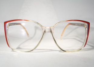 UNworn AMERICAN OPTICAL Late 1970's Early 1980's Women's Clear Honey Amber Red Details Vintage Oversize Butterfly Eyeglass Glasses Frames