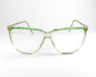Linea Italiana Mod:K 24, Vintage 70s Clear Transparent Green Gold Oversize Frames made in Italy, Huge Green Transparent 70s Glasses, NOS