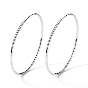 T400 925 Sterling Silver Hoop Earrings Large and Small Thin Lightweight Hoops Birthday Gift for Women 25 35 40 45 50 55 60 65 mm