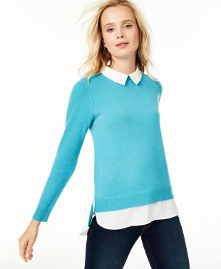 Cashmere Embellished Layered Look Sweater