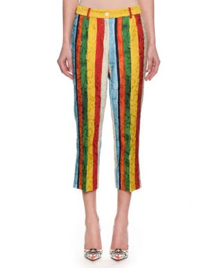 Rainbow Stripe Jacquard Cropped Pants