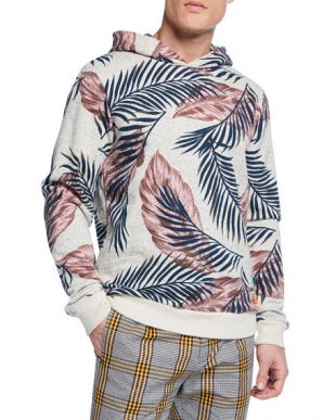 Palm Leaf Print Pullover Hoodie