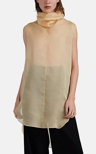 The Row Mora Silk Organza Cowlneck Top