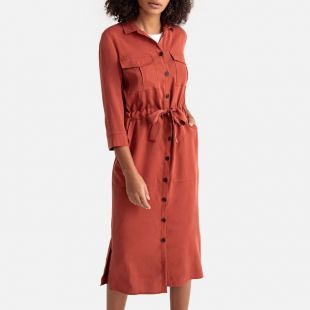 La Redoute Collections Robe Droite En Lyocell Mi Longue