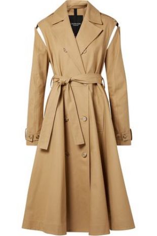Convertible double-breasted cotton-twill trench coat