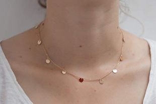 CanB Coin Choker Disc Choker Coin Choker Necklace Silver Coin Choker Gold Coin Choker Dainty Choker Disk Necklace (Gold)