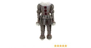 Wellgift Pennywise Costume Cosplay Adulte Hommes / Enfant It Clown Manteau avec Pantalon Complet Vêtements Halloween Déguisement Marchandise