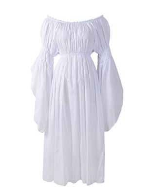 ReminisceBoutique Renaissance Medieval Costume Pirate Faire Celtic Chemise Under Dress (Regular, White)