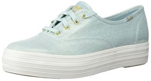 Keds Women's Triple Metallic Linen Sneakers Light Blue in Size 39.5 M