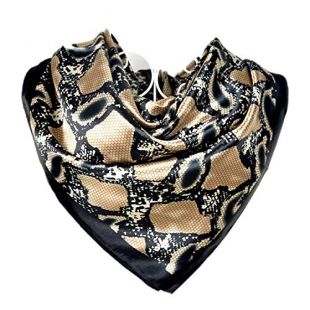 Navy Blue Chinese Roses Large Square Scarves New Female Elegant Large Silk Scarf Fashion Ladies Accessories 9090cm,Snakeskin Coffee