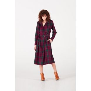 Robe mi-longue tartan à manches longues