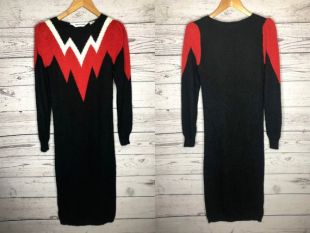 Vintage années 80 John Richards Angora Bodycon Sweater Robe Taille 8-Épaule Pads