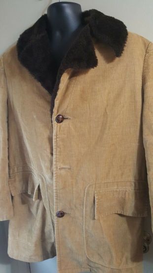 Vintage Rancher Barn Coat Taille 40 Corduroy Jacket Lined Western Chore 70s Sears tan work wear brown faux fur collar grunge retro rockabilly