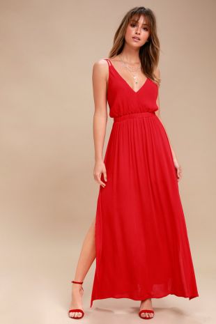 white christmas dresses Lulus Red Scallop Neck Cocktail Evening Skater Dress main image 1