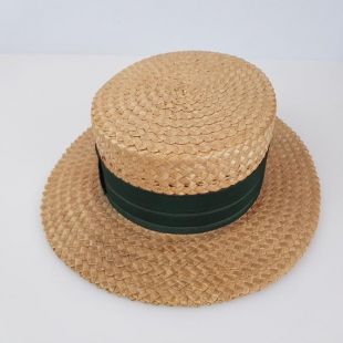 Roswelle paille canotier chapeau petit 21 pouces gros-grain ruban grand Gatsby le magnifique chapeau tournant de Century Middleton fabrication Milwaukee Wisconsin