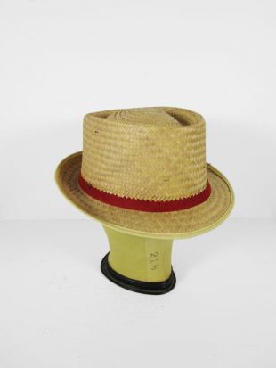 Vintage Straw Fedora Hat Tissé Hommes Casquette d'été - Moyen