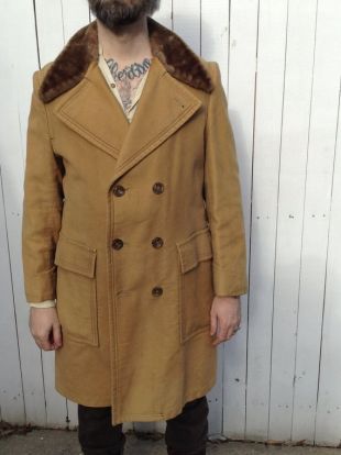 Manteau de voleur de Baron, zéro roi Camel manteau, pardessus garniture de fourrure