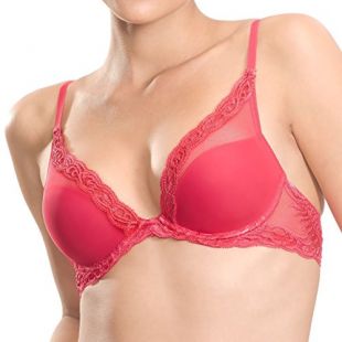 Natori Women's Feathers Contour Plunge Bra, Cherry Red, 32D