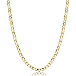 Kooljewelry Men's or Women's 10k Yellow Gold 3.6 mm Curb Link Chain Necklace